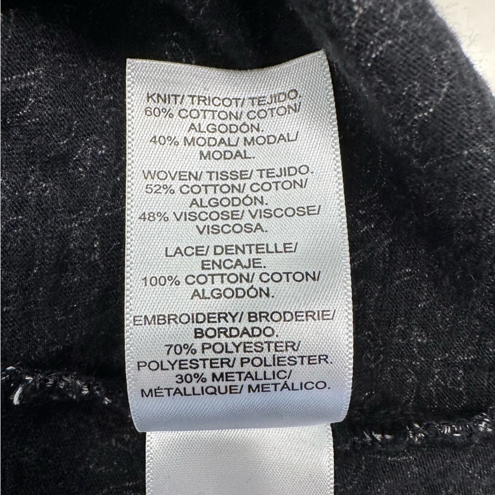 Lucky Brand | Top Black White Embroidered Long Sleeve V Neck- Size 2x - Picture 8 of 9